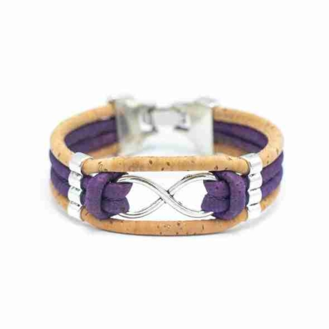 Purple and Tan Cork Bracelet