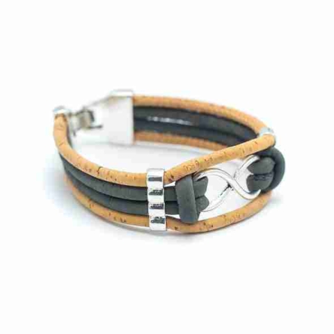 Grey and Tan Cork Bracelet