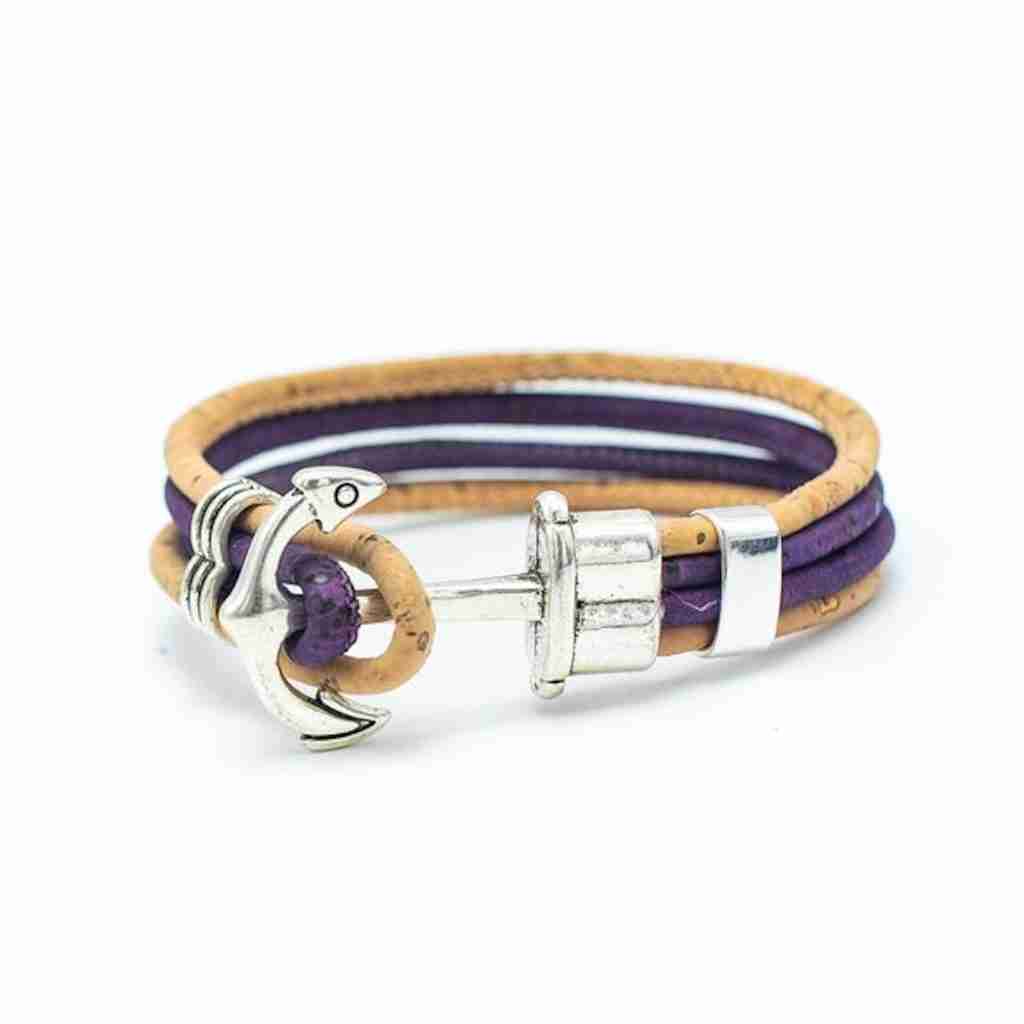 Nautical purple cork bracelet