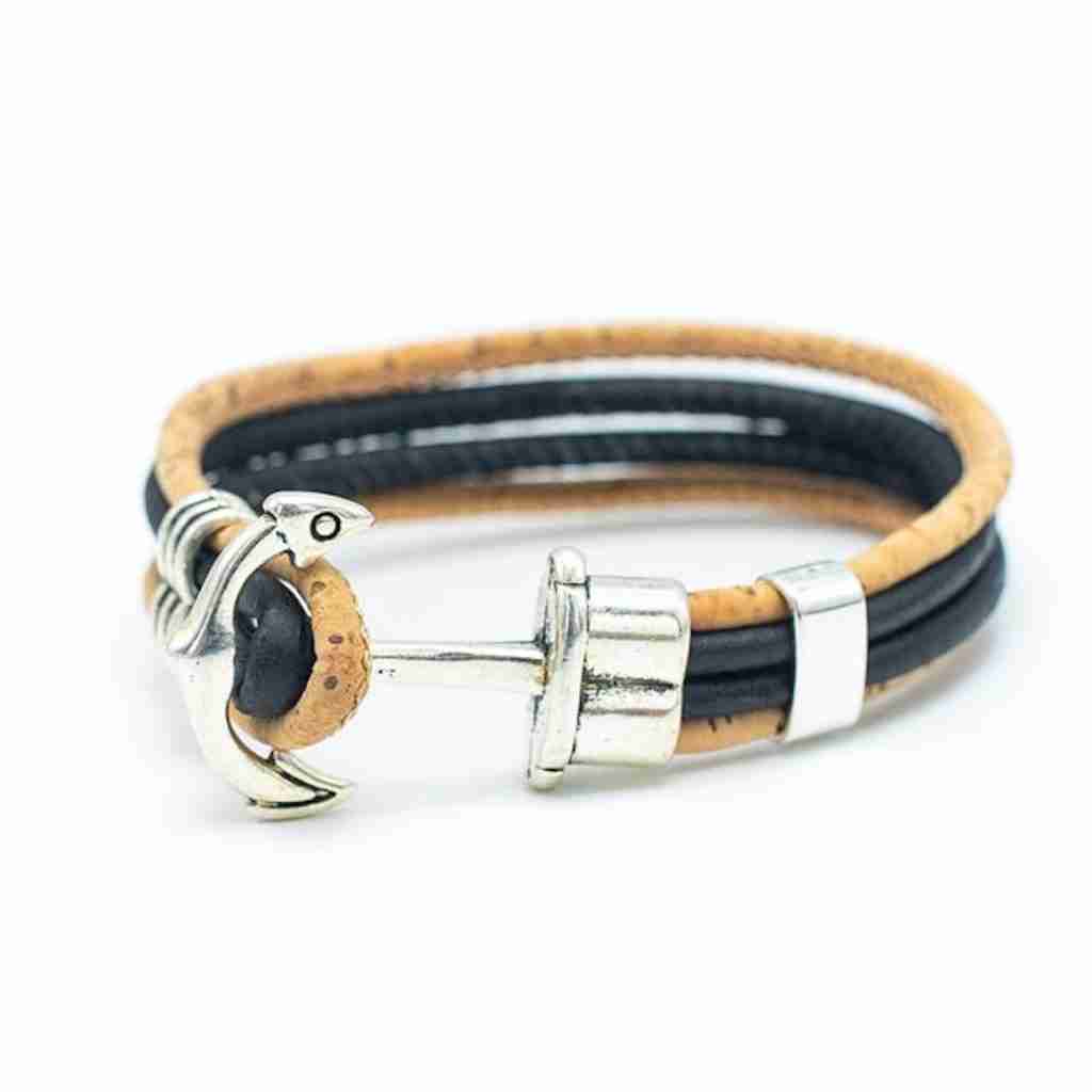 nautical cork bracelet in black