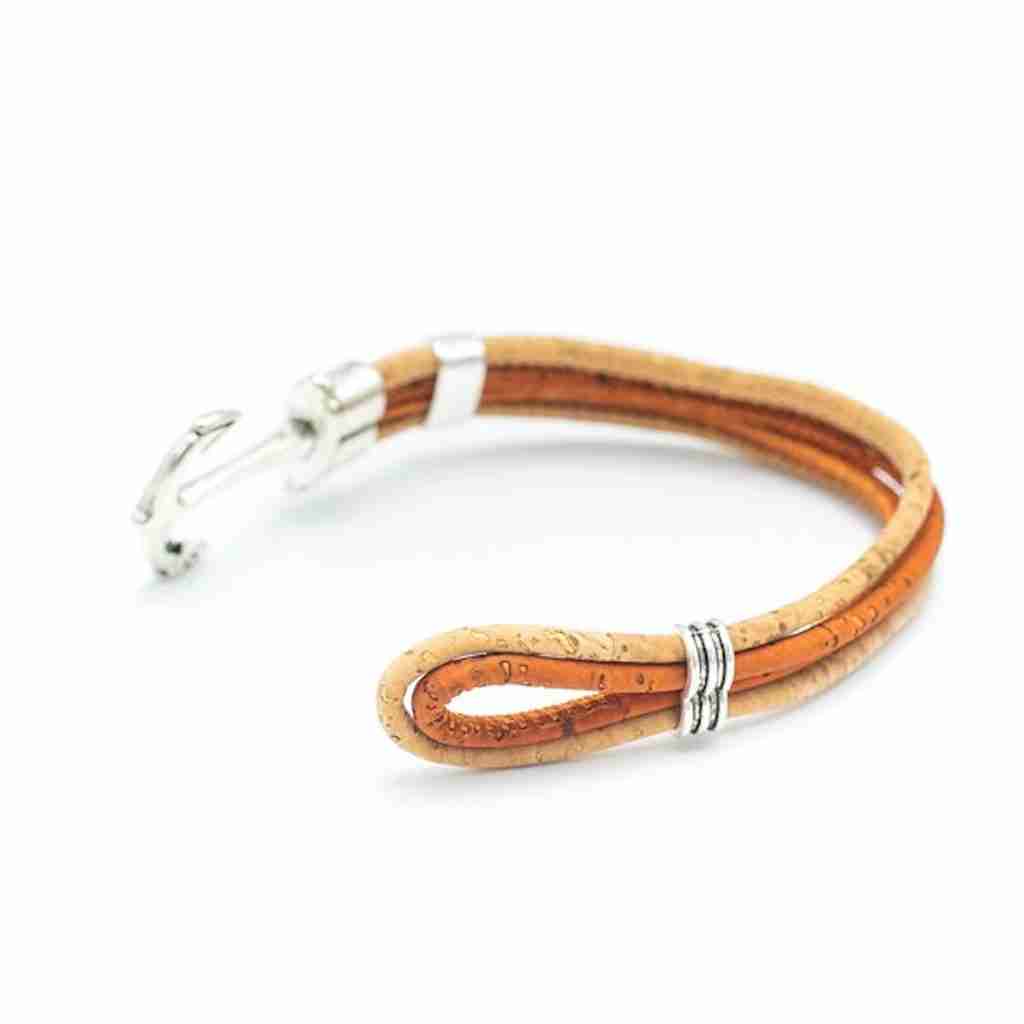 Nautical orange cork bracelet