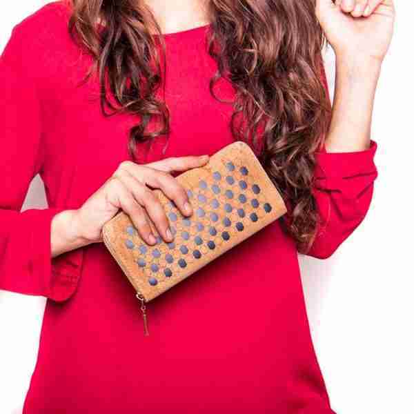 Laser-Cut Cork Wallet With Chic Blue Details - Image 9