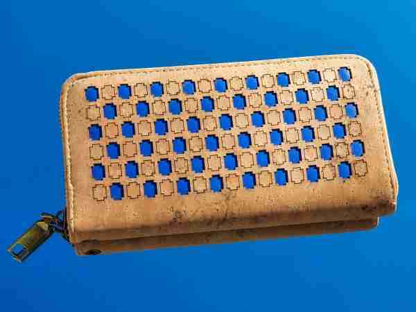 Laser-Cut Cork Wallet With Chic Blue Details - Image 7