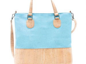 cork shopper tote bag in sky blue