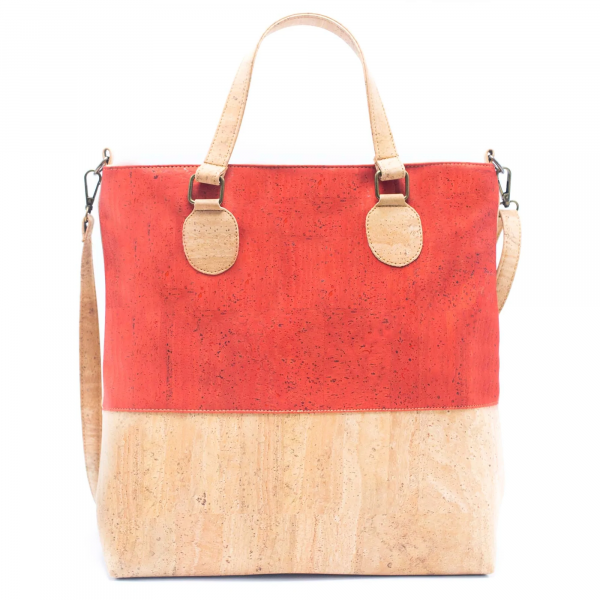 cork shopper tote bag in red