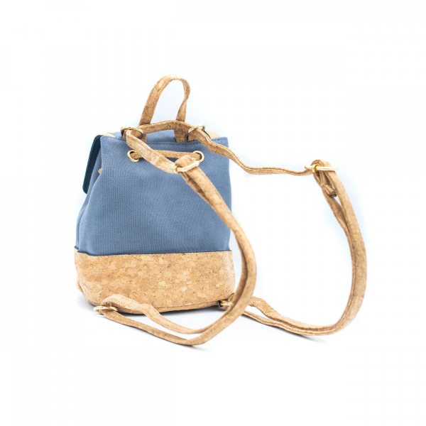 Beachy Blue Cork and Cotton Backpack Backview