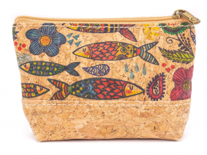 Cork Coin Purse With Sardine Print