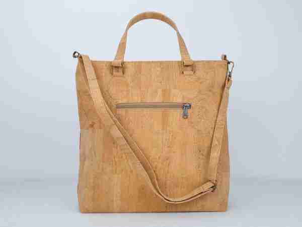 cork shopper tote bag in red backside