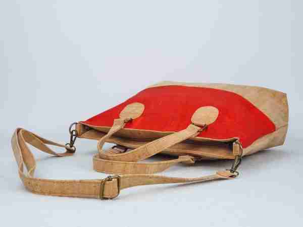 cork shopper tote bag in red