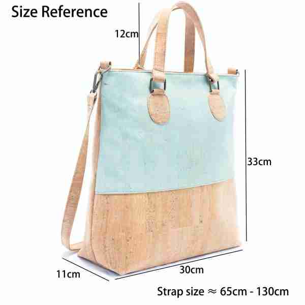 cork shopper tote bag in sky blue size red