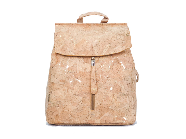 Cork Backpack With Gold Metallic Accents