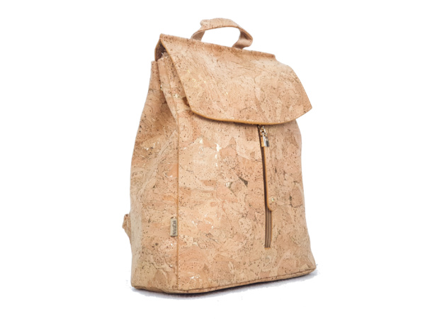 Cork Backpack With Gold Metallic Accents