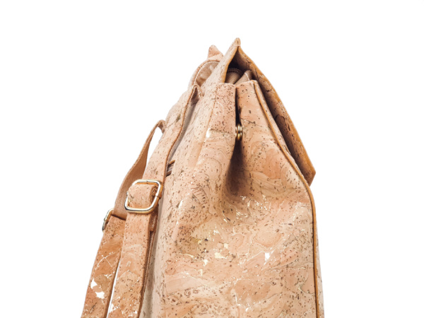 Cork Backpack With Gold Metallic Accents