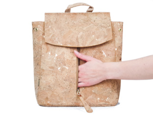 Cork Backpack With Gold Metallic Accents