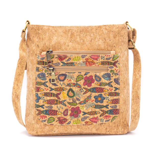 Cork Crossbody Bag with Sardine Motive