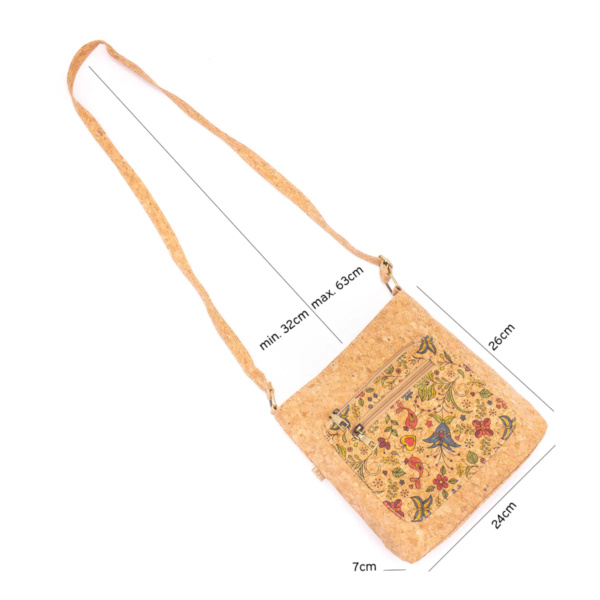 Cork Crossbody Bag with Sardine Motive Size Reference