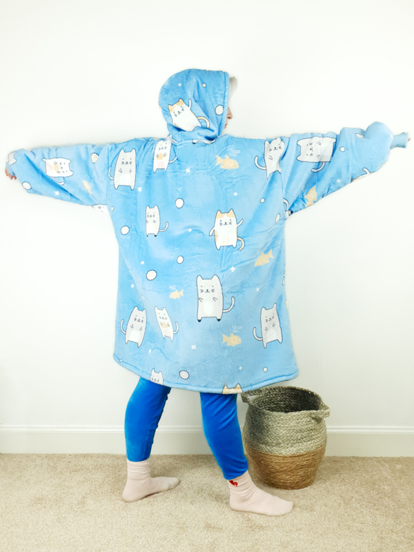 Blue Cat Wearable Hooded Blanket