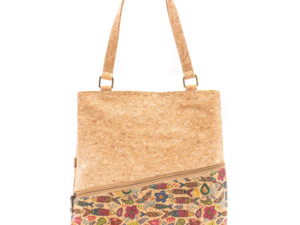 Cork Shopper Tote Bag with Sardine Pattern