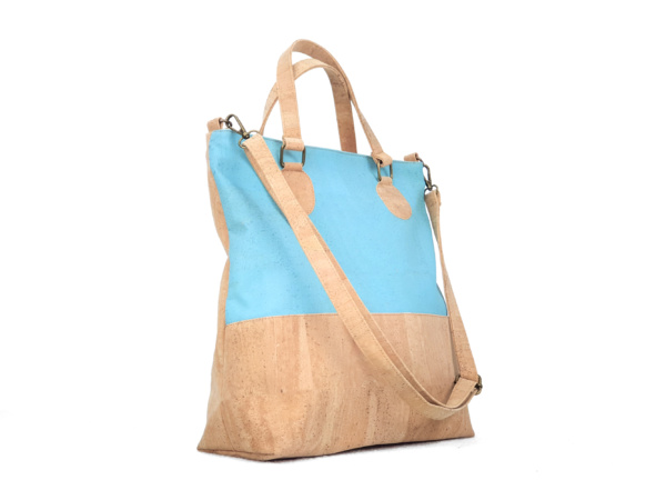 blue cork shopper tote bag