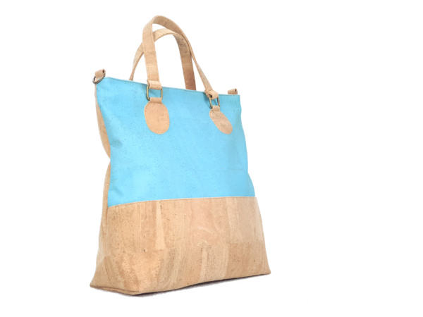 blue cork shopper tote bag