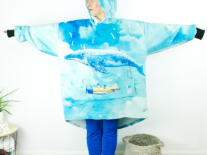 Whale Skyship Oversized Hooded Blanket