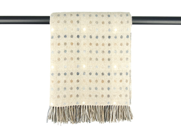 Reversible Lambswool Dotted Throw in Beige