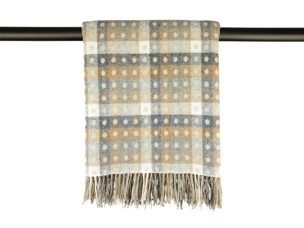 Reversible Lambswool Dotted Throw in Beige