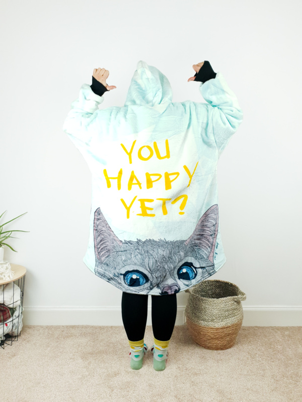 You Happy Yet Wearable Hooded Blanket