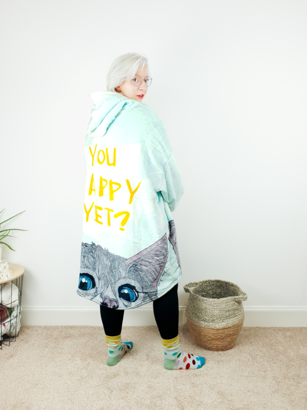 You Happy Yet Wearable Hooded Blanket