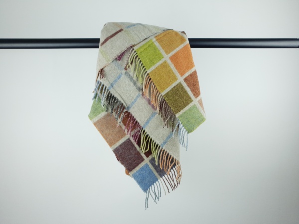Soft Reversible Merino Lambswool Multicolour Block Pattern Throw