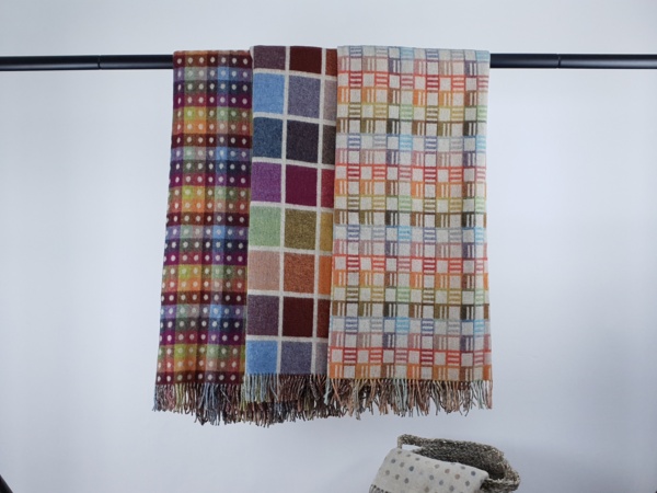 Soft Reversible Merino Lambswool Blankets Multicolour Throws