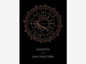 Astrology Couple Chart Synastry in Copper on Black Giclée Print